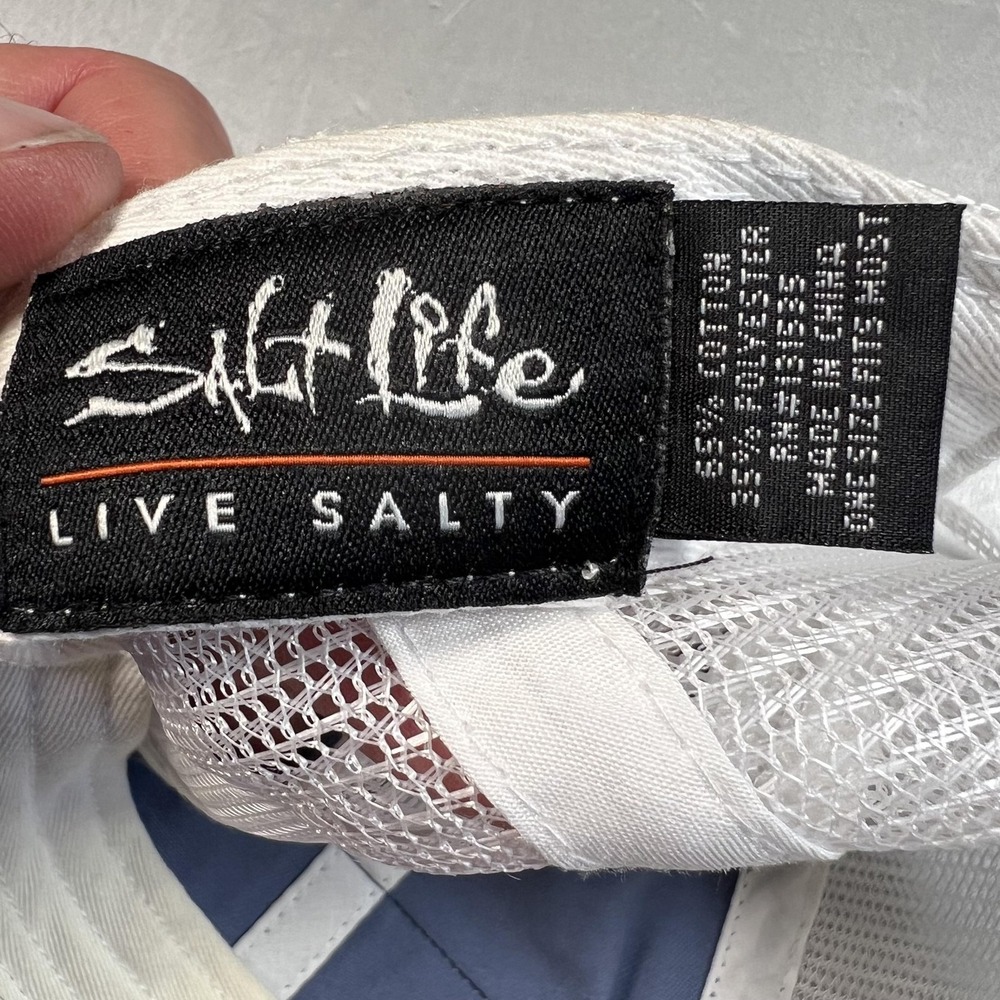 Salt Life Hat Cap Snap Back Blue White Trucker Mesh Patch Fishing Mens Outdoors - Picture 5 of 5